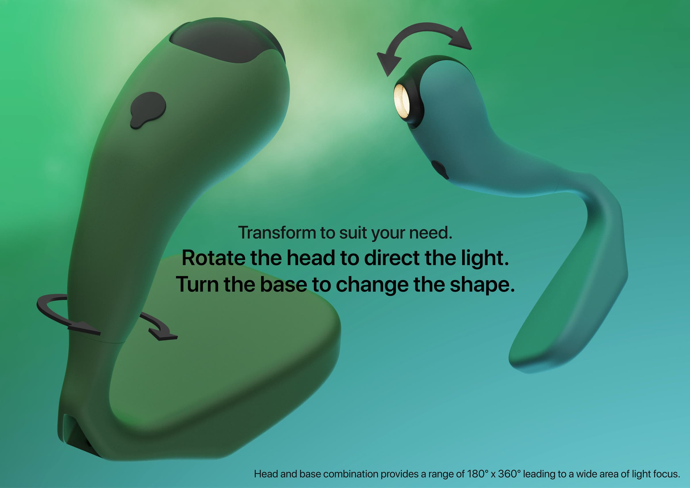 Diagram showing how the SightLight head rotates and the base turns