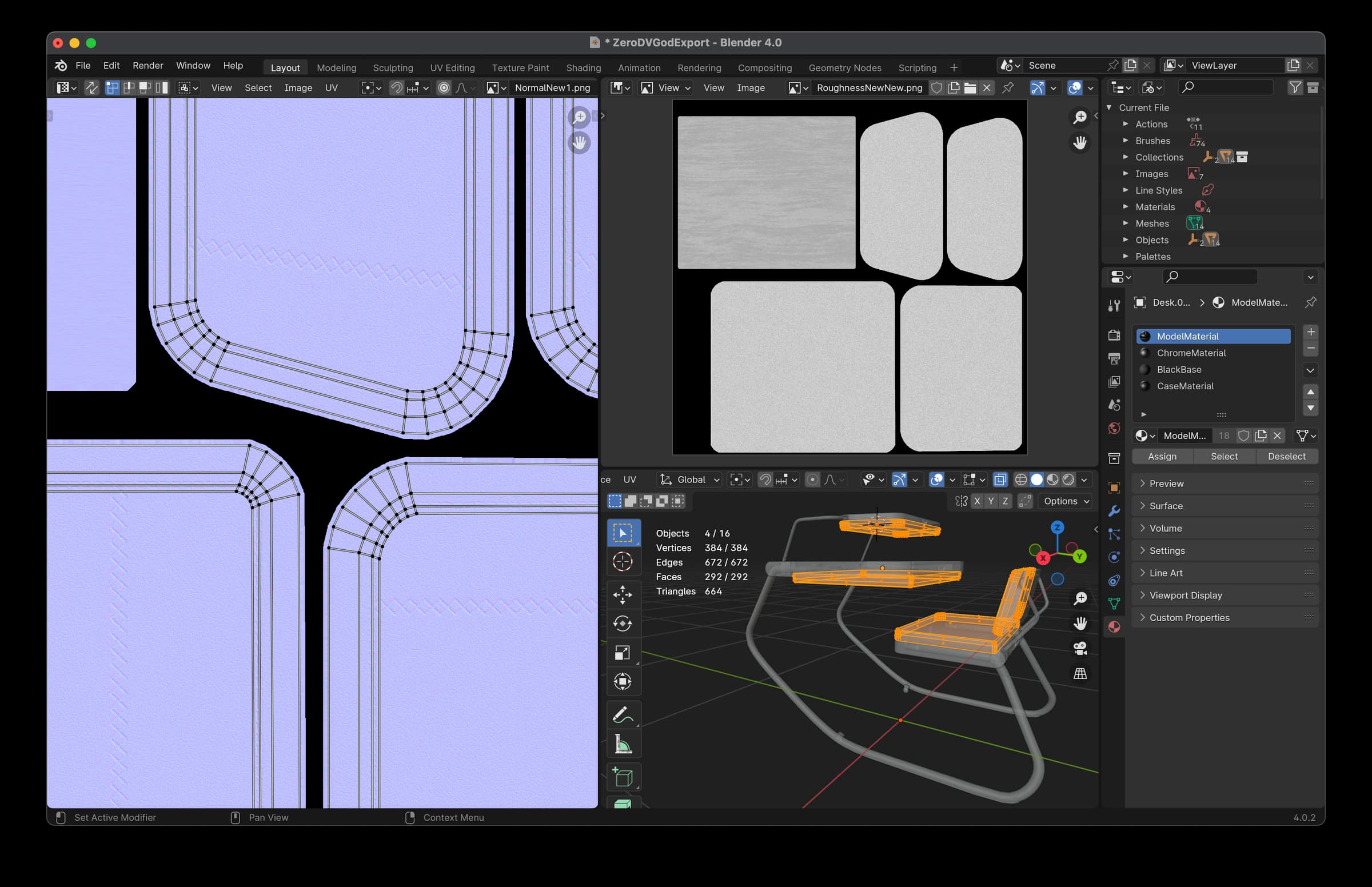 Blender UV layout for the Zero da Vinci cushions, used for the web configurator